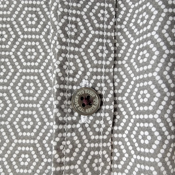 Ted Baker Gray White Hexagon Short Sleeve Button Down Shirt Size 2XL TB 6 - Picture 3 of 12